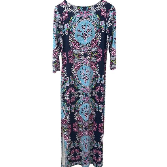Lilly Pulitzer Morgann Maxi Dress in High Tide Navy Mermaid Size Medium - Picture 3 of 10